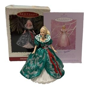 1995 Hallmark Keepsake Holiday Barbie Ornament Collector Series #3 Box Vintage